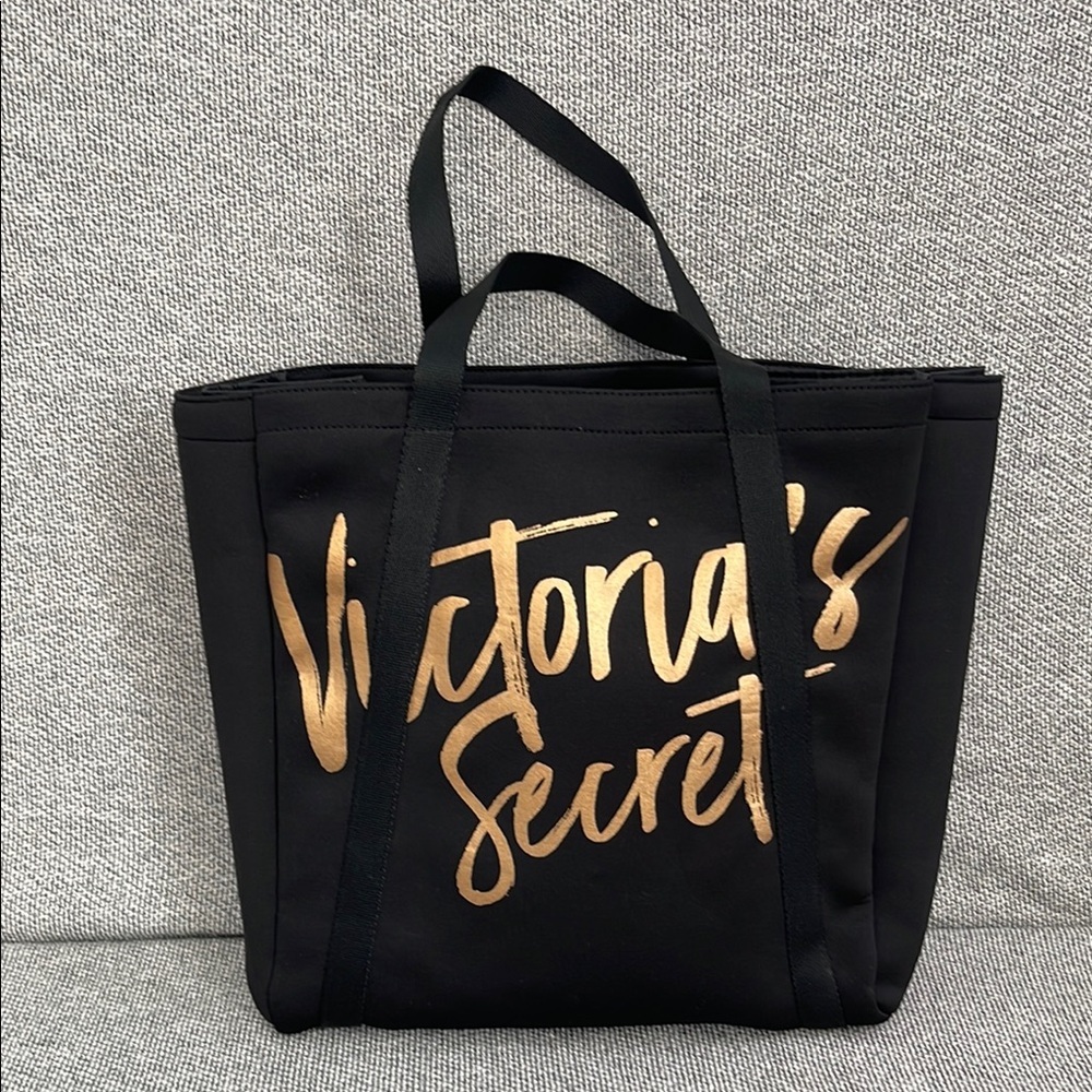 Victoria's Secret Black and Gold Tote Bag